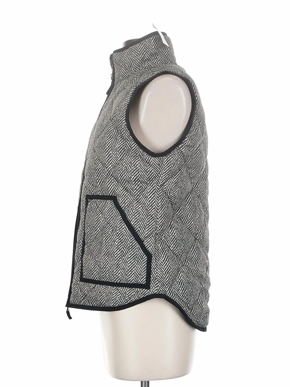 NWT! J. Crew Black Printed Quilted Waterfowl Feathers Down Puffer Vest. Size XS.
